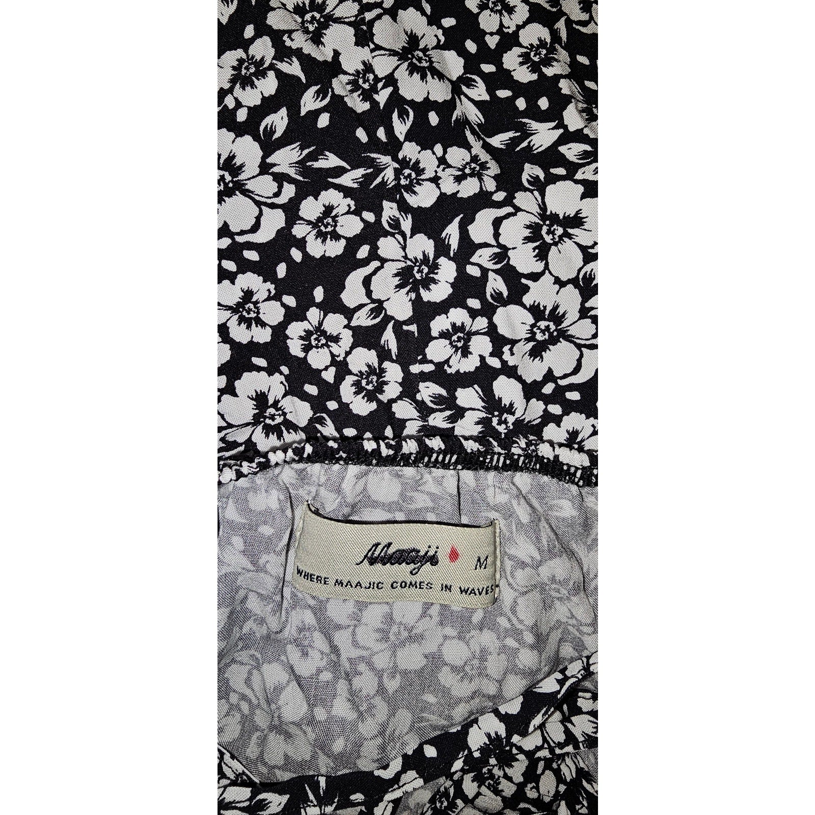 New Anthropologie MAAJI Holly Maxi Dress $138 MEDIUM Black & White Floral