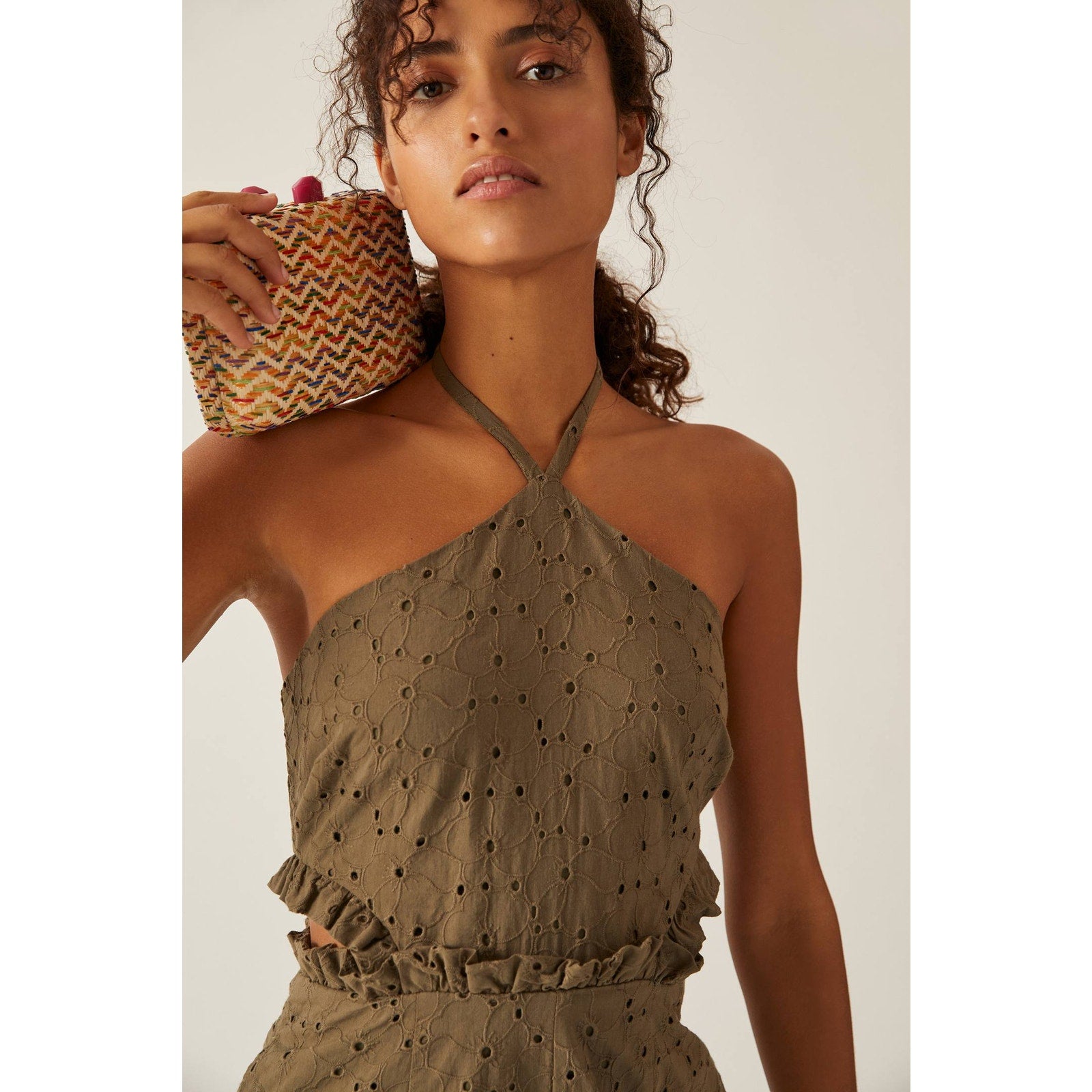 Anthropologie Hutch Solid Halter Romper SIZE 2 Olive Anthropologie