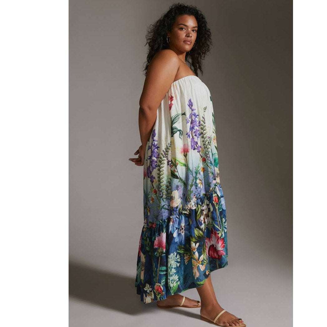 New Anthropologie Floral Maxi Dress $190 SMALL Removable Straps Boho