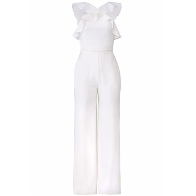 Anthropologie x ML Monique Lhuillier Bissel Jumpsuit Sz 2 Bridal White BHLDN