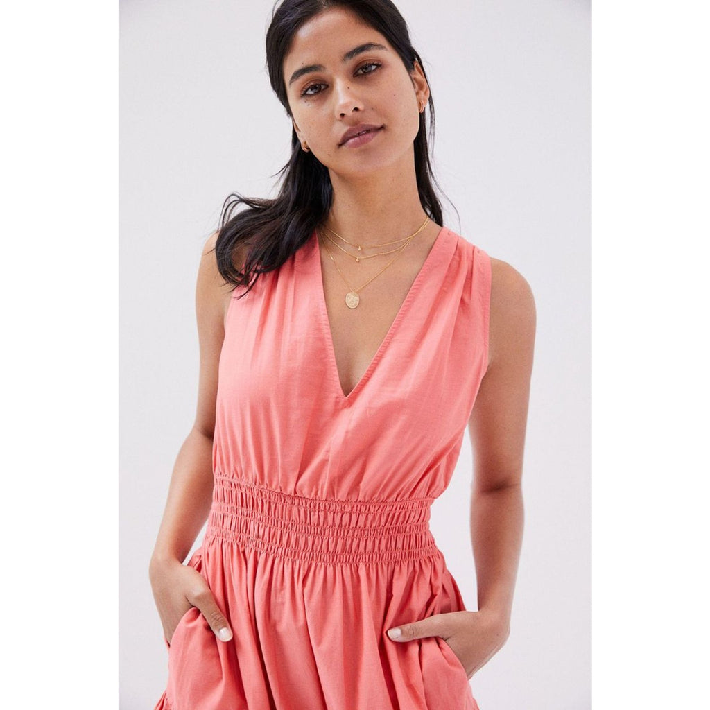 New Anthropologie Maeve Tiered Midi Dress $160 Rose SIZE 2 Rose Smocked