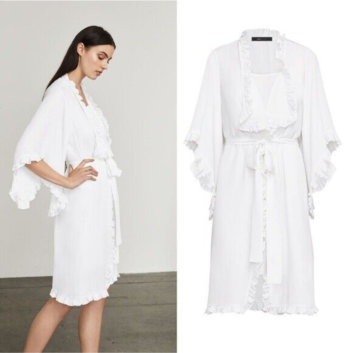 BCBG MAX AZRIA Denisa Woven Cocktail Ruffled Mini Dress WHITE XXS BCBGMAXAZRIA