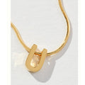 New Anthropologie Serefina Dainty Monogram 14K Gold Plated Necklace "U"  $60