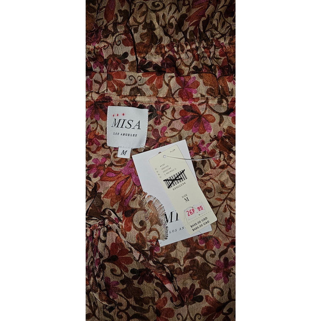 New Anthropologie x Misa V-Neck Floral Mini Dress $435 MEDIUM Light Red