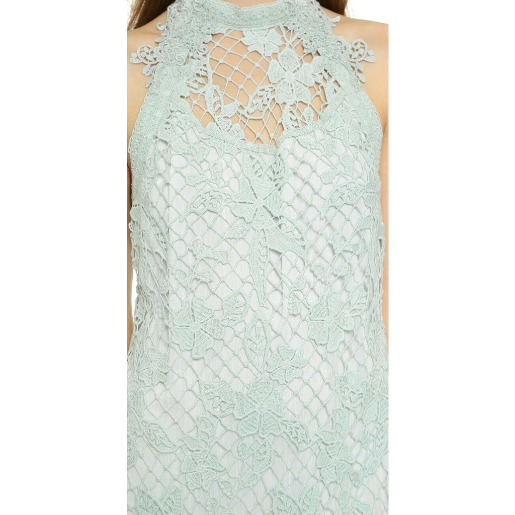 New Free People Snow Drop Floral Embroidered Lace Trapeze Mini Dress $250 Medium