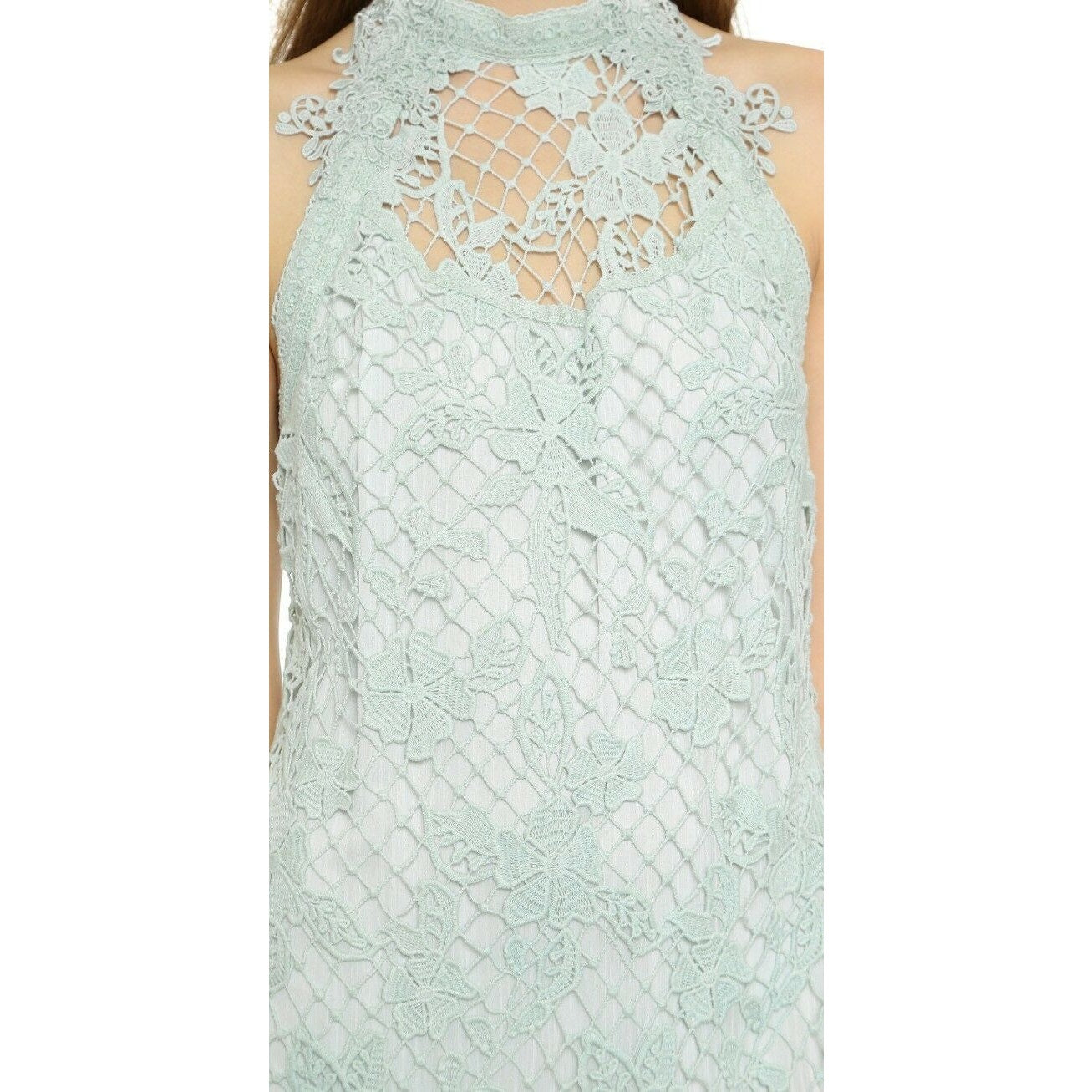 New Free People Snow Drop Floral Embroidered Lace Trapeze Mini Dress $250 Medium