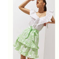 New Peter Som for Anthropologie Ruffled Floral Mini Skirt $140 Medium Green