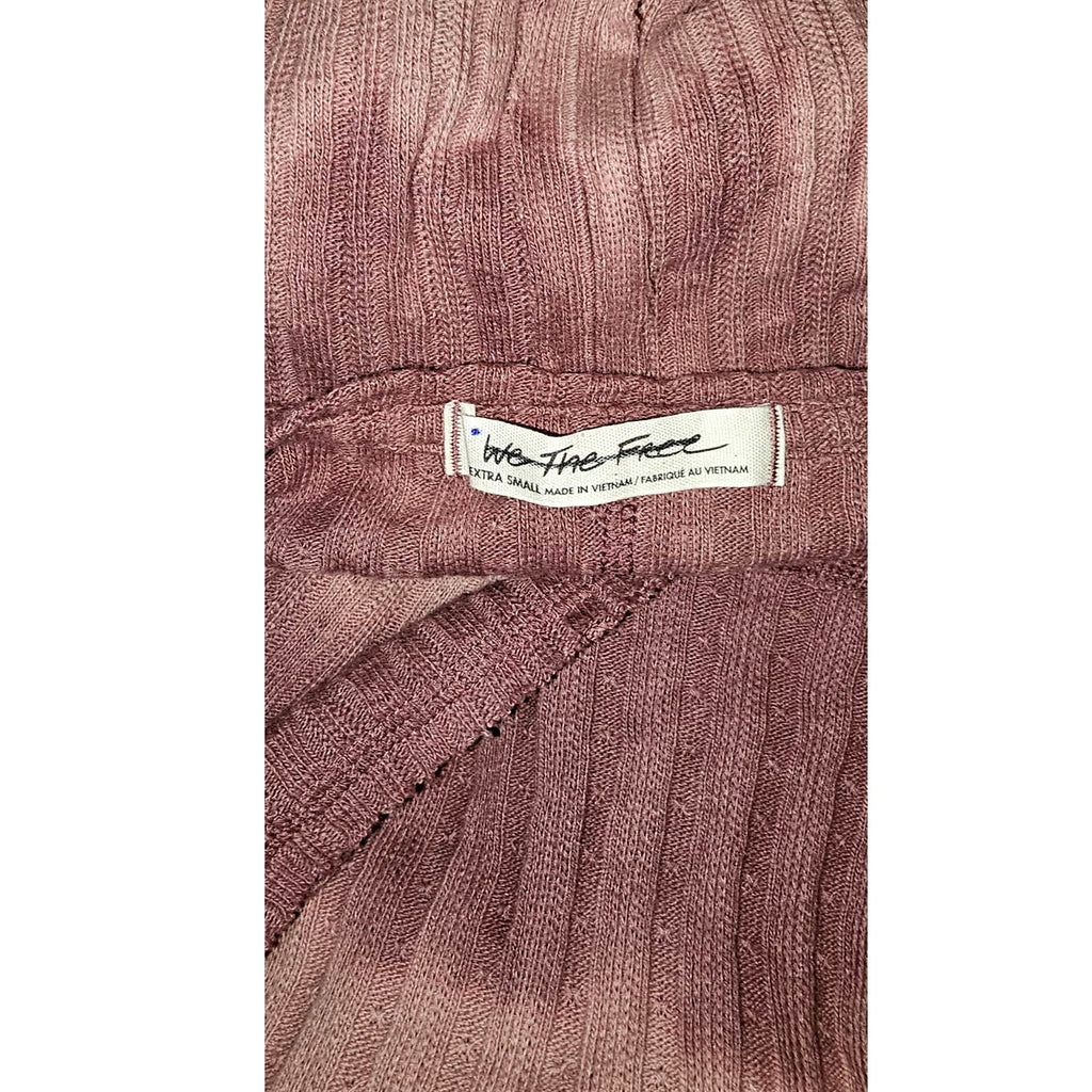 New Free People WTF Sunset Ribbed Tie Dye Long Sleeve Top $128 X-SMALL Chocolate