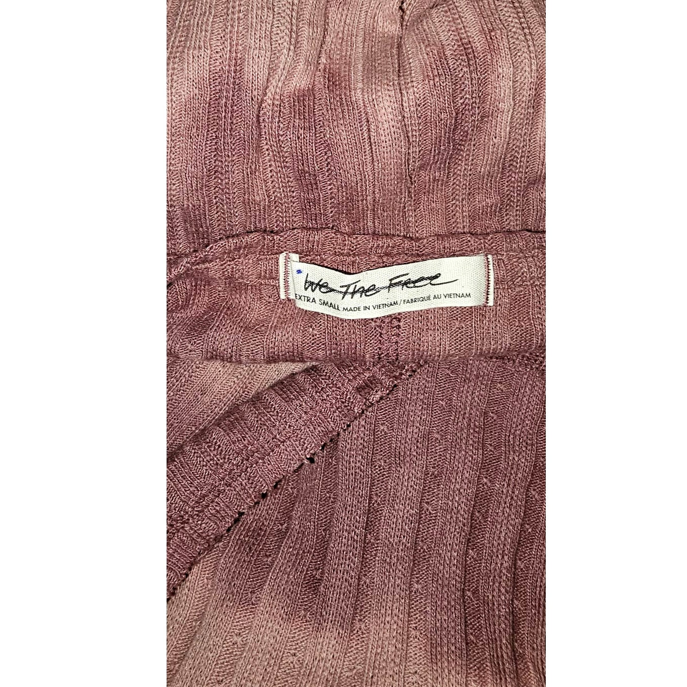 New Free People WTF Sunset Ribbed Tie Dye Long Sleeve Top $128 X-SMALL Chocolate