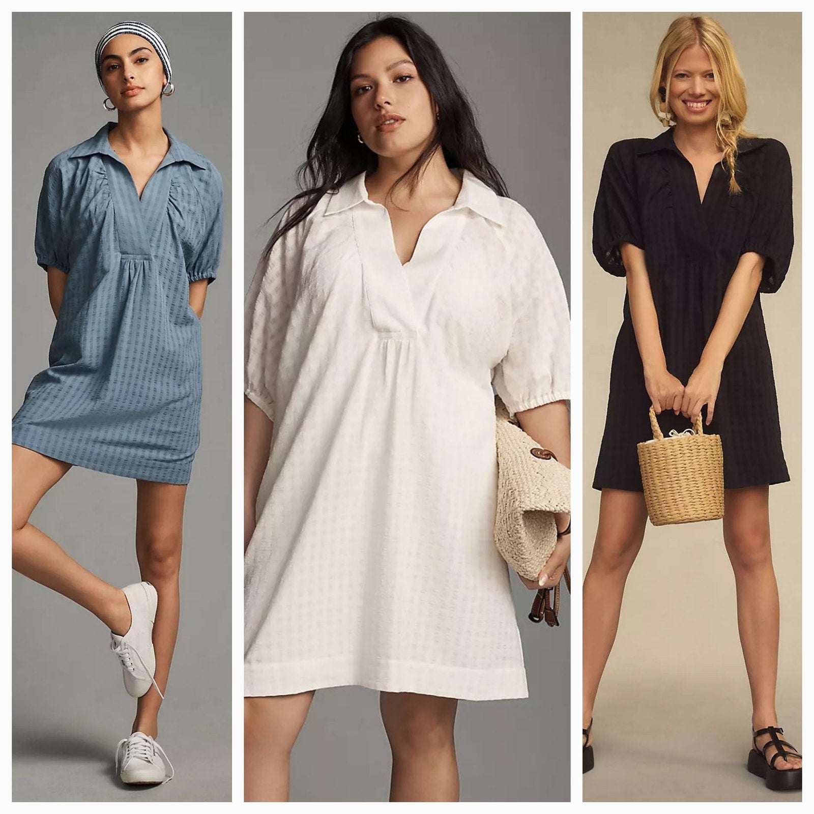 New By Anthropologie V-Neck Tiered-Sleeve Tunic Dress $148 MEDIUM White