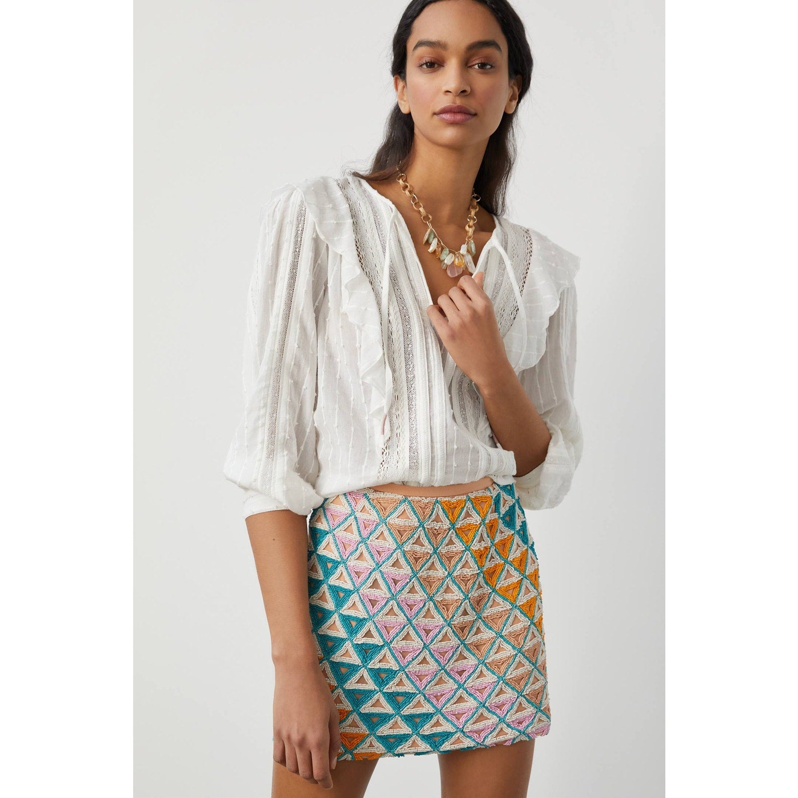 Anthropologie Walter Baker Slim Hand-Beaded Mini Skirt