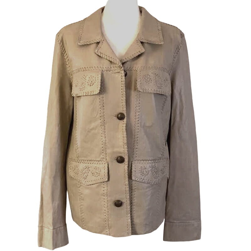 New Free People WE THE FREE Crescent Moon Jacket LEATHER $598 Cream Small