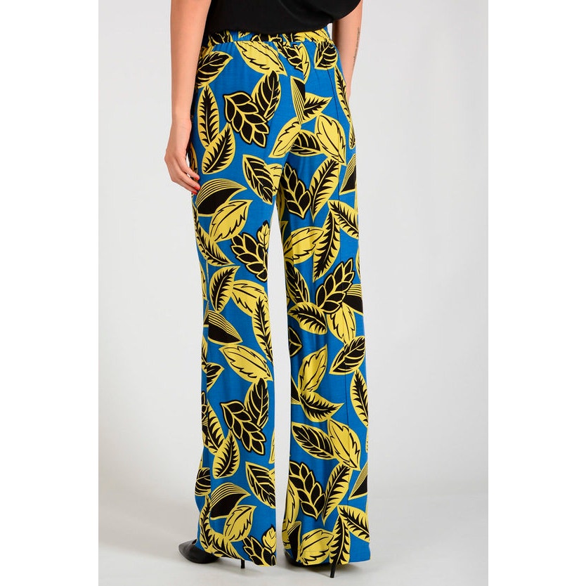 New MOSCHINO Boutique Leaf Pants $272 SIZE 6 Blue Elastic Drawstring Waist