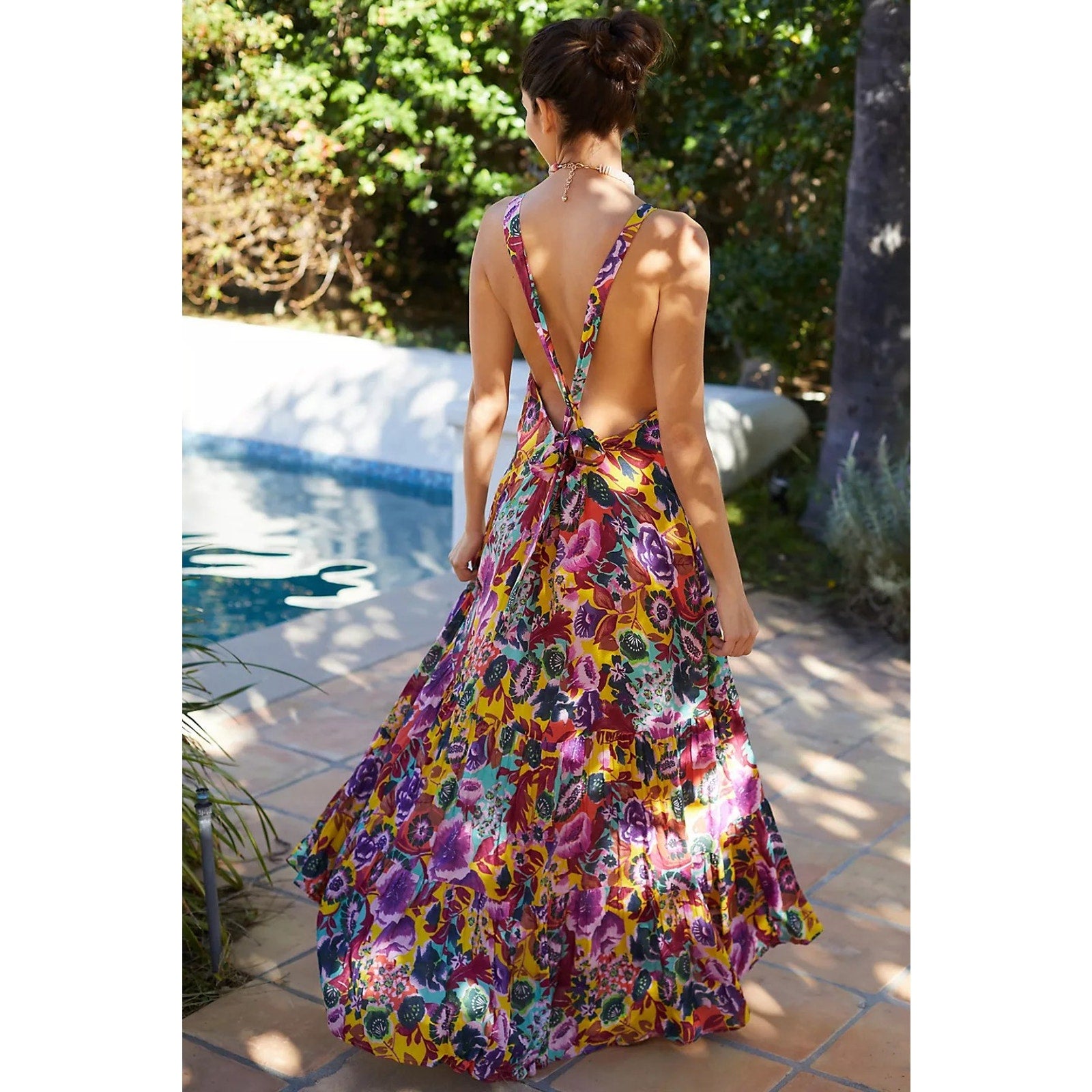 New Anthropologie Boho Floral Maxi Cover-Up Dress $118 SMALL